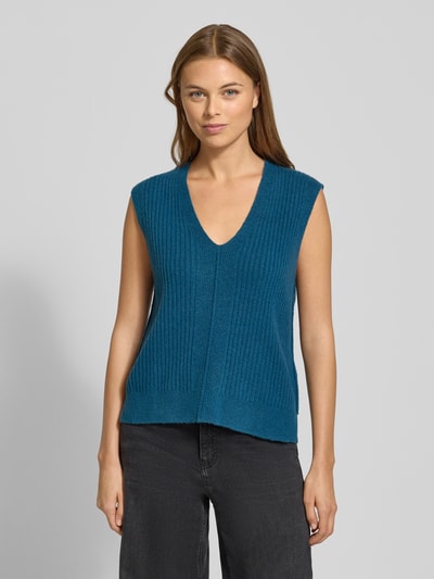 Tom Tailor Regular Fit Pullunder aus Baumwoll-Mix mit Woll-Anteil Petrol Melange 4