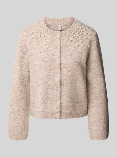 ONLY Regular Fit Strickjacke mit Woll-Anteil Modell 'MIGGIE' Sand Melange 1