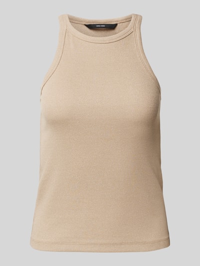 Vero Moda Top mit Rundhalsausschnitt aus Baumwolle Modell 'CHLOE' Silber Melange 2