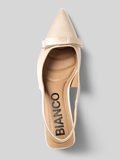 Produktfoto, Slingback Pumps mit Schleife und Blockabsatz von BIANCO in Beige, spitz zulaufend, glatte Sohle, Riemchen, Absatz 7 cm