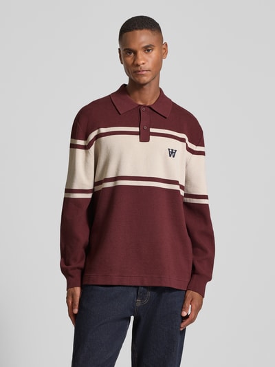 Wood Wood Poloshirt met labelstitching, model 'Curt' Bordeaux - 4