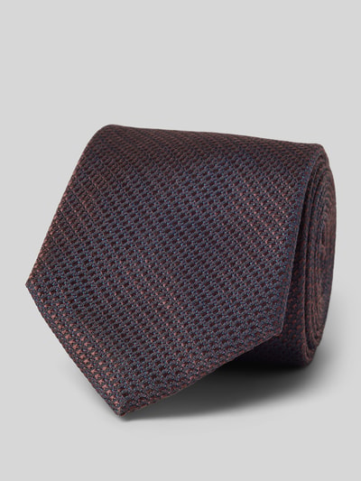 Produktfoto, Krawatte aus Seide mit Strukturmuster (7,5 cm) von Willen, klassische Form, feines Strukturmuster, Label-Detail, Breite 8 cm, elegante dunkle Farbtöne mit leicht glänzender Textur