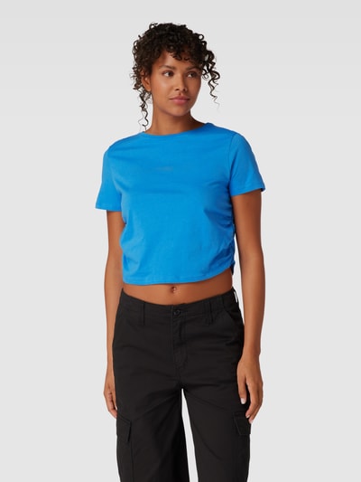 QS Cropped T-Shirt mit seitlichen Raffungen Royal 4