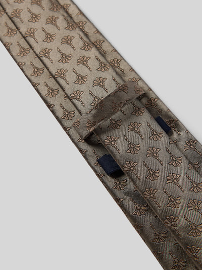 Produktfoto, Krawatte aus Seide im Allover-Look (8 cm) von JOOP! Collection, feines Muster in Beige-Braun, Label-Detail, klassische Form