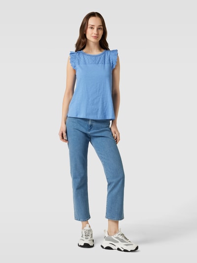 Jake*s Casual Blusenshirt mit Lochmuster Bleu 1