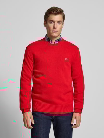 Lacoste Regular fit gebreide pullover van pure wol Rood - 4