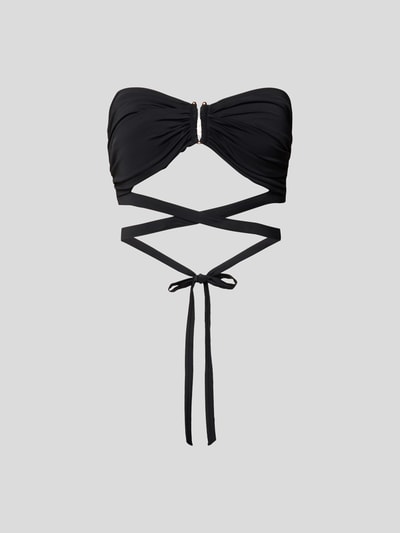 Self-Portrait Bikini-Oberteil mit Raffung Schwarz 2