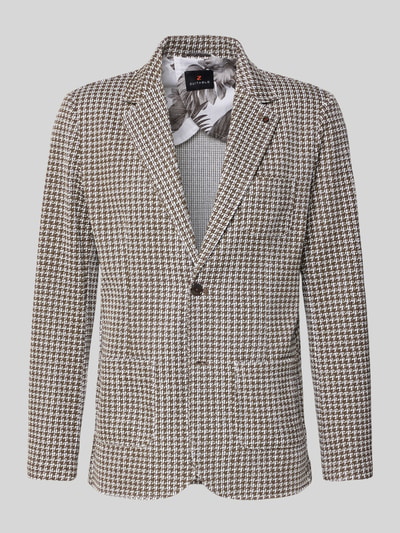 Produktfoto, Slim Fit 2-Knopf-Sakko aus Baumwoll-Mix von Zuitable, Allover-Look, Reverskragen, aufgesetzte Taschen, Stretch-Anteil.