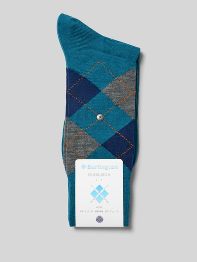 Burlington Socken mit Label-Detail Modell 'Edinburgh' Blau 3