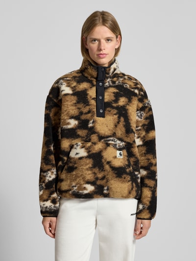 Carhartt Work In Progress Fleecepullover met opstaande kraag en kangoeroezak, model 'ELLIOT' Zand - 4