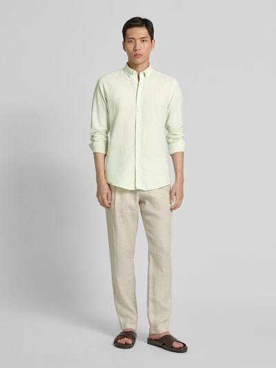 Lindbergh Regular Fit Freizeithemd aus Leinen-Baumwoll-Mix Mint 1