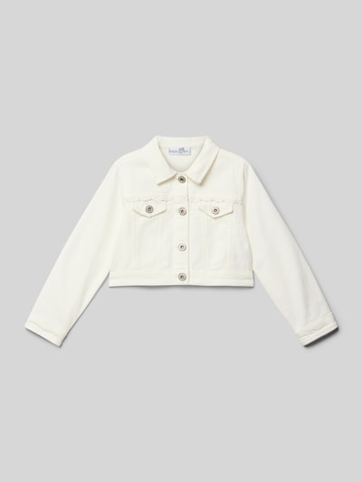 Happy Girls Regular Fit Jeansjacke mit Spitzenbordüre Ecru 1