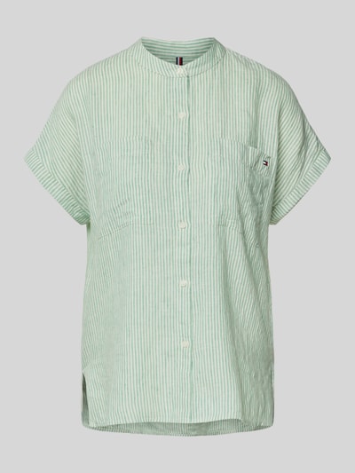 Tommy Hilfiger Relaxed fit linnen blouse met korte mouwen Lichtgroen - 2