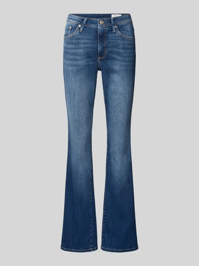 Produktfoto, blauwe katoendenim Slim Fit Bootcut-Jeans aus Baumwoll-Mix Modell 'BEVERLY' van s.Oliver RED LABEL, lichte wassing, rechte pijpen, bootcut-stijl