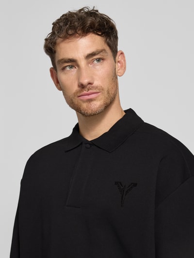 CARLO COLUCCI Bluza o kroju oversized z kołnierzykiem polo Czarny 3