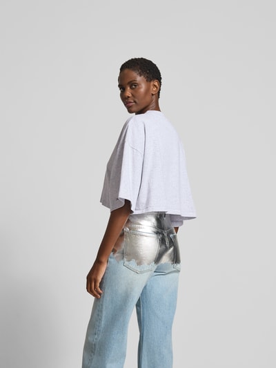 black palms Cropped T-Shirt mit Label-Stitching Mittelgrau 5