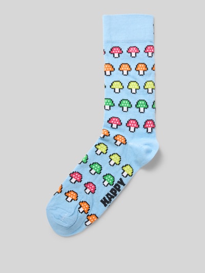 Happy Socks Socken mit Motiv-Stitching Modell 'MUSHROOM STRIPE' Hellblau 1