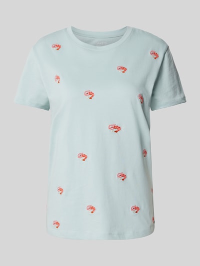 Jake*s Casual T-Shirt mit Allover-Muster Aqua 2