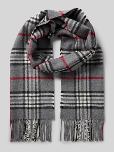 Fraas Schal mit Fransen Modell 'Fraasberry' Mittelgrau 1