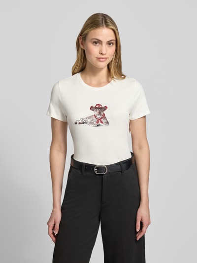 Marc Cain T-shirt met motief en ronde hals Wit - 4