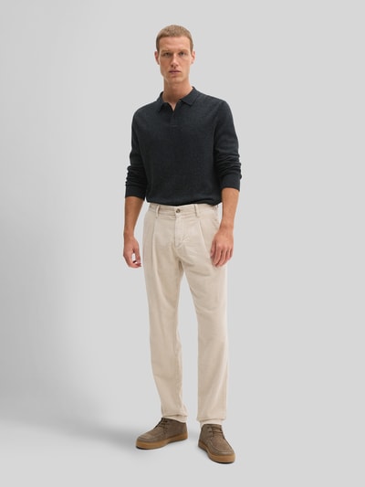 Marc O'Polo Tapered Fit Cordhose aus Baumwolle mit Bundfalten Beige 1