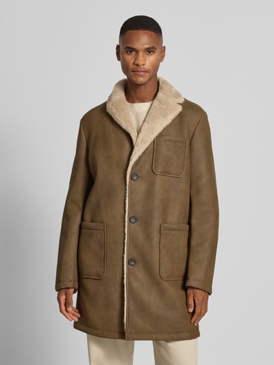 Cinque Mantel in Leder-Optik mit Futter aus Kunstfell Modell 'LORD' Dunkelbraun 4