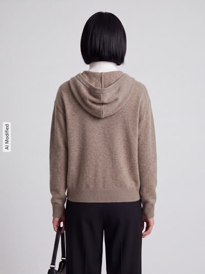 Jake*s Casual Regular fit gebreid jack van puur kasjmier Taupe gemêleerd - 5