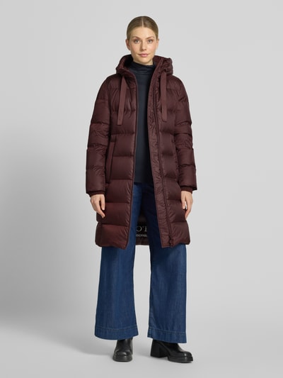 Marc O'Polo Regular fit lange donsjas met labelprint Bordeaux - 1