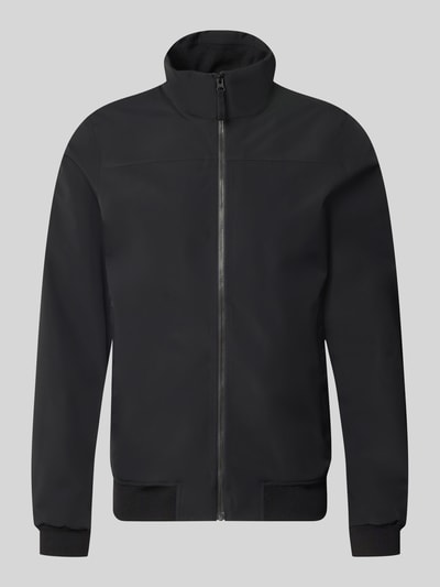 Produktfoto, Regular Fit Jacke mit Stehkragen Modell 'Alvin' von Didriksons in Schwarz, glatte Textur, elastische Abschlüsse, Reißverschluss