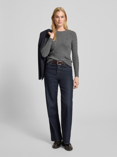 Polo Ralph Lauren Gebreide pullover van een mix van wol en kasjmier, model 'JULIANNA' Middengrijs gemêleerd - 1