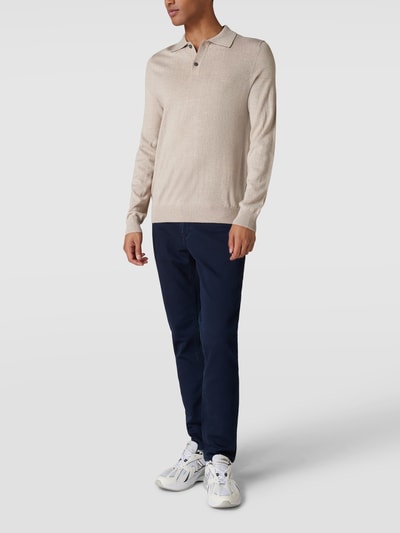 Christian Berg Men Strickpullover mit Polokragen Sand meliert 1