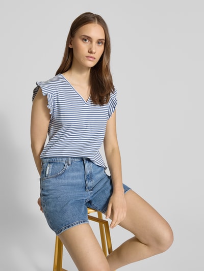 Marc O'Polo Denim T-Shirt mit Volantärmel Rauchblau 3