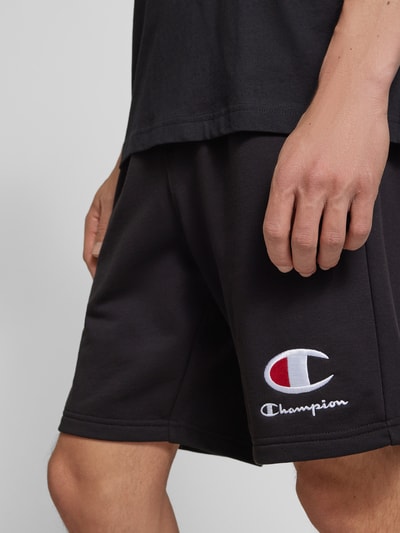CHAMPION Sweatshorts mit Logo-Stitching und elastischem Bund Black 3