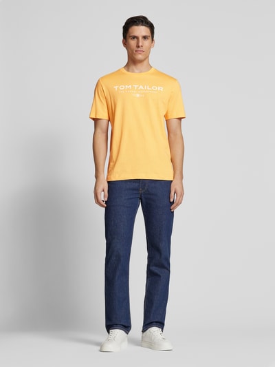 Tom Tailor Regular fit T-shirt van puur katoen Abrikoos - 1