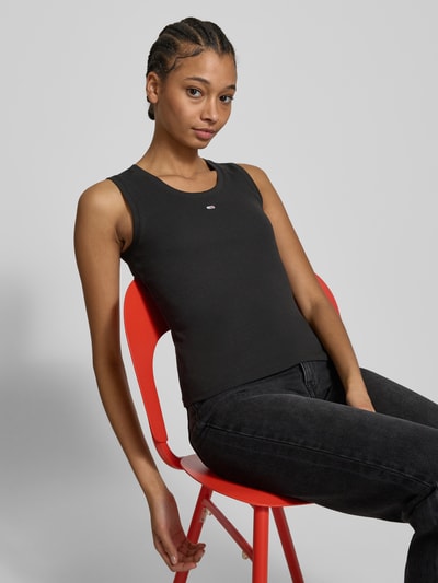 Tommy Jeans Tanktop met boothals, model 'ESSENTIALS' Zwart - 3