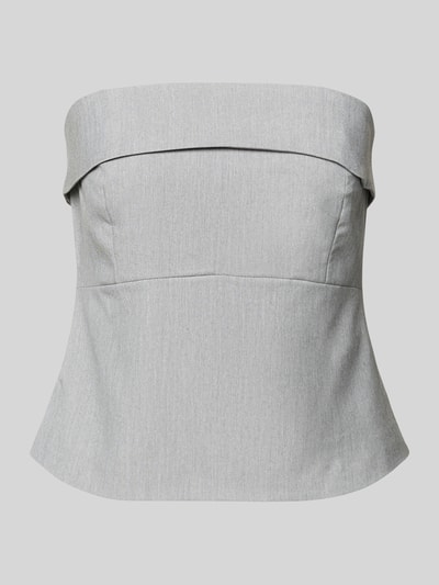 Produktfoto, Bandeau-Top mit Viskose-Anteil Modell 'Hanna' von My Essential Wardrobe, Material-Mix, leicht ausgestellter Schnitt, Reißverschluss auf der Rückseite, Rückenlänge 38 cm bei Größe 36, grau, glatte Oberfläche