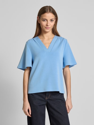 Selected Femme T-shirt met V-hals, model 'TENNY' Rookblauw - 4