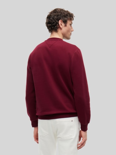 Tommy Hilfiger Regular Fit Sweatshirt aus reiner Baumwolle mit Logo-Stitching Bordeaux 5