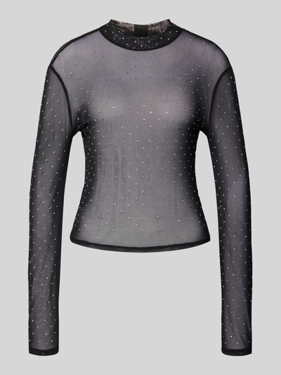 Only Slim fit shirt met lange mouwen van semi-transparant materiaal, model 'SIVAL' Zwart - 2