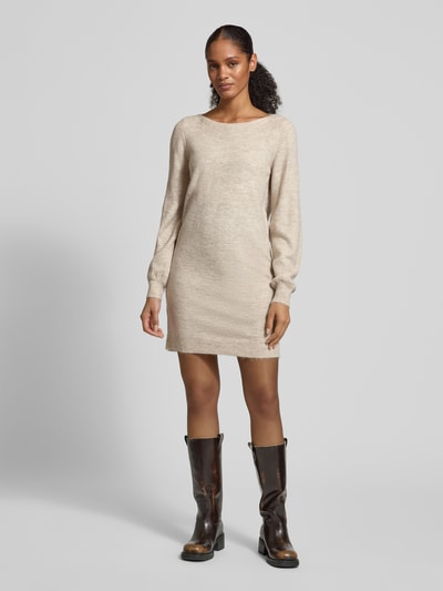 Vero Moda Sukienka z dzianiny o luźnym kroju z dekoltem z łódkę model ‘LEFILE’ Écru melanż 1