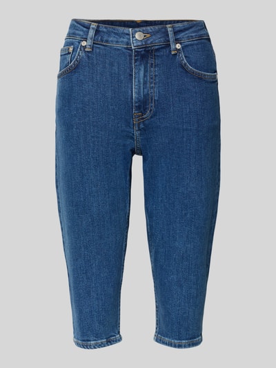 Produktfoto, Slim Fit Bermudas mit Eingrifftaschen von Gant aus Baumwoll-Elasthan-Mix in Blau mit Knopf-Reißverschluss, glatter Struktur