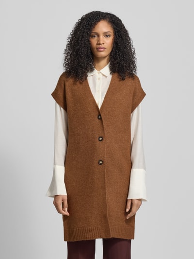 Christian Berg Woman Regular fit mouwloos vest met wol en V-hals Cognac - 4