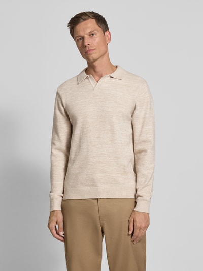 Casual Friday Regular fit shirt met lange mouwen en polokraag, model 'Karl' Offwhite - 4