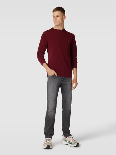 Gant Strickpullover mit Label-Stitching Bordeaux 1