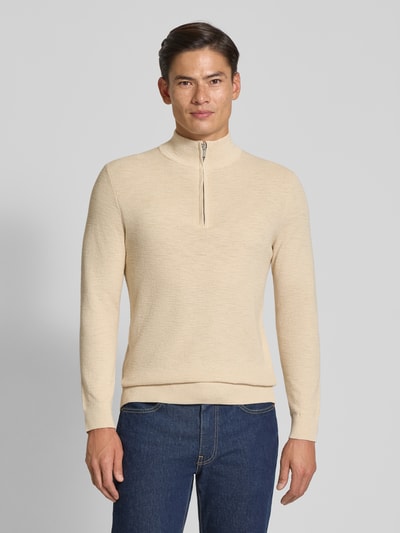 Profuomo Strickpullover mit Troyer-Kragen Offwhite 4