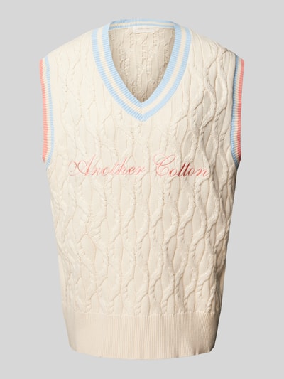 ANOTHER COTTON LAB Bezrękawnik z dzianiny z wyhaftowanym logo Złamany biały 2