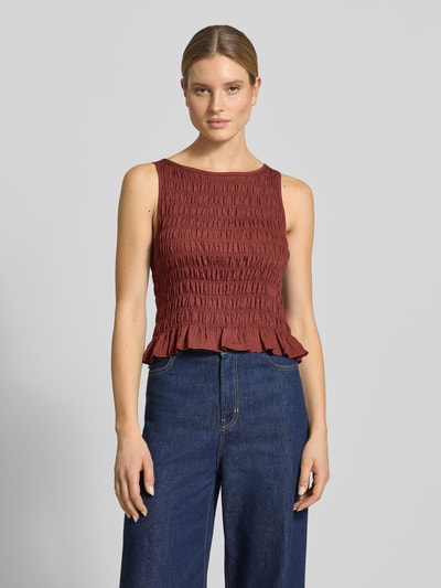 VERO MODA t-shirt o kroju slim fit z mieszanki wiskozy model 'NORI SMOCK' Rdzawoczerwony 4