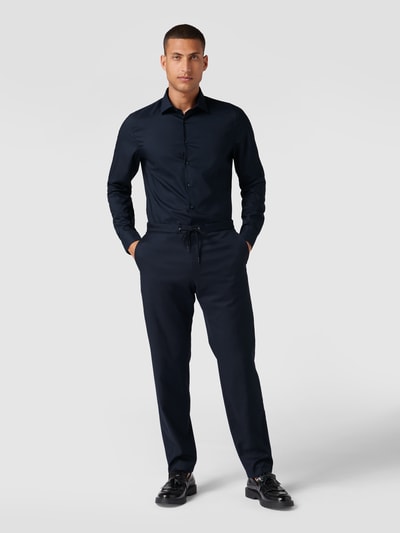 Jake*s Slim Fit Business-Hemd mit Stretch-Anteil  Marine 1