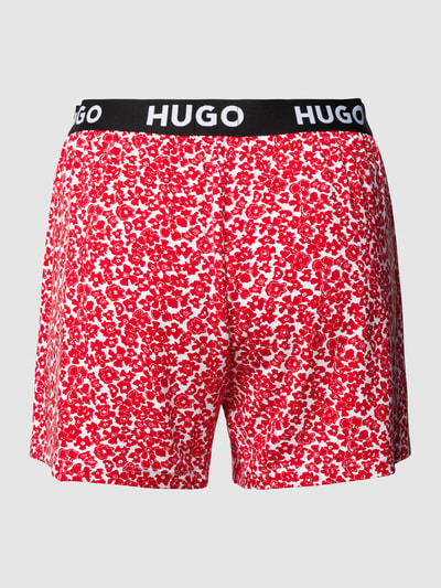 HUGO Korte pyjamabroek met elastische band met logo, model 'UNITE' Rood - 3