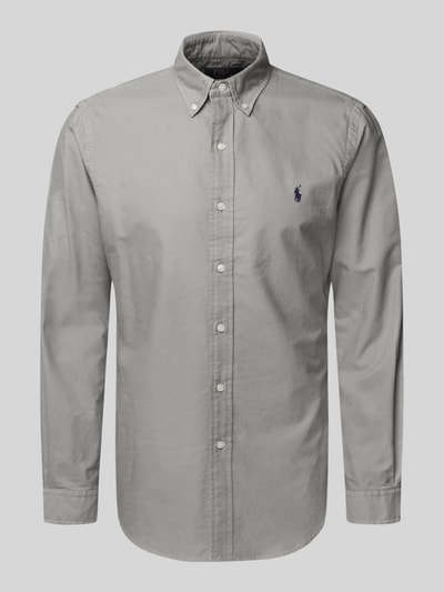 Produktfoto, Freizeithemd mit Knopfleiste von Polo Ralph Lauren in Grau, Reine Baumwolle, Regular-Fit, Button-Down-Kragen, Label-Stitching